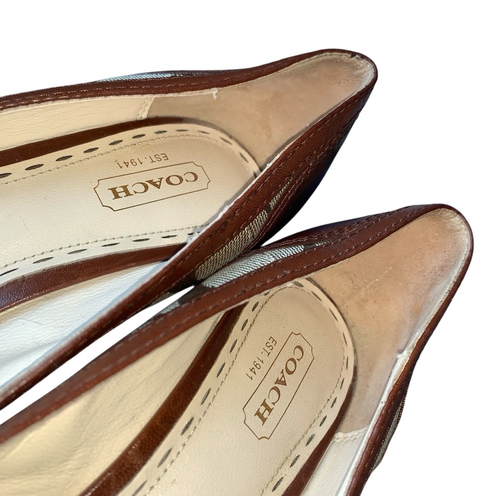 Coach Stella Jacquard Signature Leather Wedge Peep Toe Shoes - Picture 6 of 15